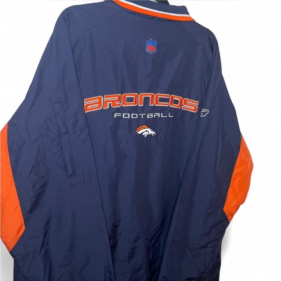 Vintage NFL Denver Broncos Windbreaker Jacket Navy Orange Size L - Picture 8 of 8
